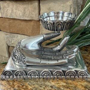 Silver Hand Candle / incense Holder